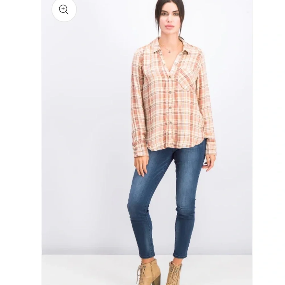 Free People Joplin Plaid Button Down Shirt 💕